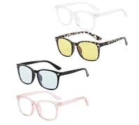 WaaRiuQ Blue Light Glasses, Set of 4 Protective Eyewear with Fashionable Frame Options, Digital Eye Protection for Screen Time, Computer Work and Smartphone Usage