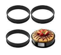 WaaRiuQ Crumpet Rings 8cm, 4-Piece Set for Creating Uniform Breakfast Items and Consistent Desserts, Non-Stick Pancake Mould and Egg Rings for Frying, Kitchen Efficiency Tools
