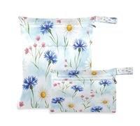 Waassud 2Pcs Wet Dry Bag Blue Cornflowers Wet Bags Organizer Reusable Diaper Bag Organizing Pouches for Swimsuit Gym Clothes