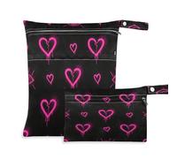 Waassud 2Pcs Wet Dry Bag Broken Hearts Wet Bags Organizer Reusable Diaper Bag Organizing Pouches for Swimsuit Gym Clothes
