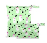 Waassud 2Pcs Wet Dry Bag Cartoon Boo with Bows Reusable Diaper Bag
