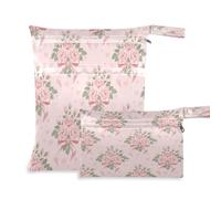 Waassud 2Pcs Wet Dry Bag Delicate Roses Wet Bags Organizer Reusable Diaper Bag Organizing Pouches for Swimsuit Gym Clothes