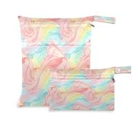 Waassud 2Pcs Wet Dry Bag Dreamy Marble Swirls Wet Bags Organizer Reusable Diaper Bag Organizing Pouches for Swimsuit Gym Clothes