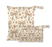 Waassud 2Pcs Wet Dry Bag Floral Bows Wet Bags Organizer Reusable Diaper Bag Organizing Pouches for Swimsuit Gym Clothes