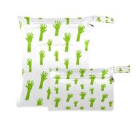 Waassud 2Pcs Wet Dry Bag Green Zombie Hands Reusable Diaper Bag Waterproof