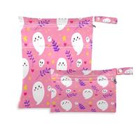 Waassud 2Pcs Wet Dry Bag Halloween Boo with Leaves Reusable Diaper Bag