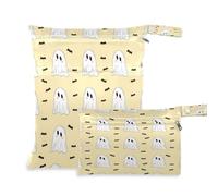 Waassud 2Pcs Wet Dry Bag Hand-Drawn Boo-boos Reusable Diaper Bag Waterproof