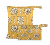 Waassud 2Pcs Wet Dry Bag Hand-Drawn Palm Trees Reusable Diaper Bag