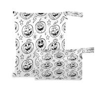 Waassud 2Pcs Wet Dry Bag Hand-Drawn Pumkins Reusable Diaper Bag Waterproof
