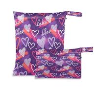 Waassud 2Pcs Wet Dry Bag Hand-Drawn Scribble Hearts Wet Bags Organizer Reusable Diaper Bag Organizing Pouches for Swimsuit Gym Clothes