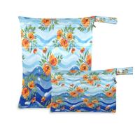 Waassud 2Pcs Wet Dry Bag Loose Watercolor Flowers Reusable Diaper Bag