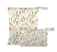 Waassud 2Pcs Wet Dry Bag Retro Daisies Wet Bags Organizer Reusable Diaper Bag Organizing Pouches for Swimsuit Gym Clothes