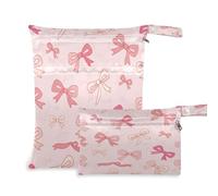 Waassud 2Pcs Wet Dry Bag Slight Sketchy Bows Wet Bags Organizer Reusable Diaper Bag Organizing Pouches for Swimsuit Gym Clothes