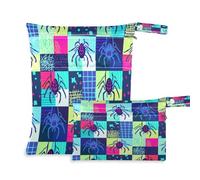 Waassud 2Pcs Wet Dry Bag Spiders Doodles Reusable Diaper Bag Waterproof