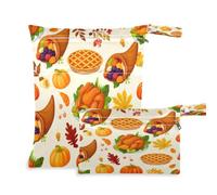 Waassud 2Pcs Wet Dry Bag Thanksgiving Roasted Turkey Reusable Diaper Bag