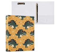 Waassud 3 Ring Binders 1.5 Inch Cartoon T-rex Dinosaurs Decorative Round Ring Binder with Metal Clip A4 Organizer for Home Office 2 Pack