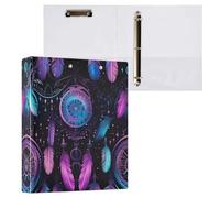 Waassud 3 Ring Binders 1.5 Inch Colorful Dream Catcher Decorative Round Ring Binder with Metal Clip A4 Organizer for Home Office 1 Pack