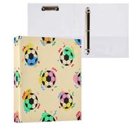 Waassud 3 Ring Binders 1.5 Inch Confetti Soccer Balls Decorative Round Ring Binder with Metal Clip A4 Organizer for Home Office 1 Pack