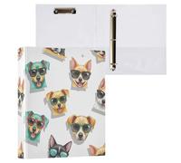 Waassud 3 Ring Binders 1.5 Inch Cool Happy Dogs Decorative Round Ring Binder with Metal Clip A4 Organizer for Home Office 1 Pack