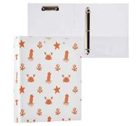 Waassud 3 Ring Binders 1.5 Inch Crabs Squids Starfish Decorative Round Ring Binder with Metal Clip A4 Organizer for Home Office 1 Pack