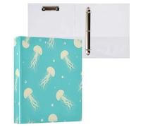 Waassud 3 Ring Binders 1.5 Inch Cream Jellyfish Decorative Round Ring Binder with Metal Clip A4 Organizer for Home Office 1 Pack