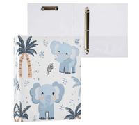 Waassud 3 Ring Binders 1.5 Inch Cute Elephant Decorative Round Ring Binder with Metal Clip A4 Organizer for Home Office 1 Pack