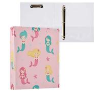 Waassud 3 Ring Binders 1.5 Inch Cute Mermaids Decorative Round Ring Binder with Metal Clip A4 Organizer for Home Office 2 Pack