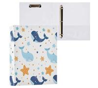 Waassud 3 Ring Binders 1.5 Inch Cute Whales Decorative Round Ring Binder with Metal Clip A4 Organizer for Home Office 1 Pack