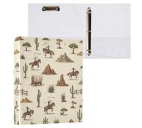 Waassud 3 Ring Binders 1.5 Inch Desert Cowboys Decorative Round Ring Binder with Metal Clip A4 Organizer for Home Office 1 Pack