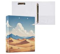 Waassud 3 Ring Binders 1.5 Inch Desert Landscape Decorative Round Ring Binder with Metal Clip A4 Organizer for Home Office 2 Pack