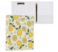 Waassud 3 Ring Binders 1.5 Inch Doodle Lemons Decorative Round Ring Binder with Metal Clip A4 Organizer for Home Office 2 Pack