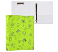Waassud 3 Ring Binders 1.5 Inch Doodle Line Art Palm Trees Decorative Round Ring Binder with Metal Clip A4 Organizer for Home Office 1 Pack