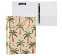 Waassud 3 Ring Binders 1.5 Inch Doodle Palm Trees Decorative Round Ring Binder with Metal Clip A4 Organizer for Home Office 1 Pack