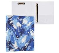Waassud 3 Ring Binders 1.5 Inch Dynamic Blue Brush Strokes Decorative Round Ring Binder with Metal Clip A4 Organizer for Home Office 1 Pack