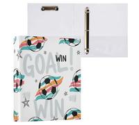 Waassud 3 Ring Binders 1.5 Inch Dynamic Soccer Ball Decorative Round Ring Binder with Metal Clip A4 Organizer for Home Office 1 Pack