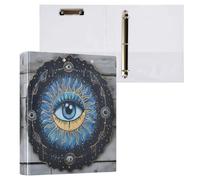 Waassud 3 Ring Binders 1.5 Inch Evil Eye Decorative Round Ring Binder with Metal Clip A4 Organizer for Home Office 1 Pack