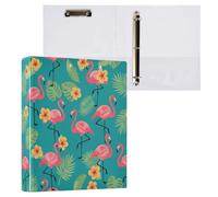Waassud 3 Ring Binders 1.5 Inch Flamingos Yellow Floral Decorative Round Ring Binder with Metal Clip A4 Organizer for Home Office 2 Pack