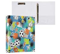 Waassud 3 Ring Binders 1.5 Inch Graffiti Street-Art Soccer Decorative Round Ring Binder with Metal Clip A4 Organizer for Home Office 2 Pack