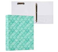 Waassud 3 Ring Binders 1.5 Inch Green Mermaid Scales Decorative Round Ring Binder with Metal Clip A4 Organizer for Home Office 1 Pack