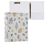 Waassud 3 Ring Binders 1.5 Inch Hand-Drawn Forest Elements Decorative Round Ring Binder with Metal Clip A4 Organizer for Home Office 2 Pack