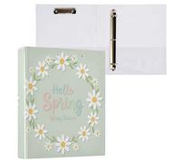Waassud 3 Ring Binders 1.5 Inch Hello Spring Daisies Decorative Round Ring Binder with Metal Clip A4 Organizer for Home Office 1 Pack