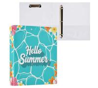 Waassud 3 Ring Binders 1.5 Inch Hello Summer Decorative Round Ring Binder with Metal Clip A4 Organizer for Home Office 2 Pack