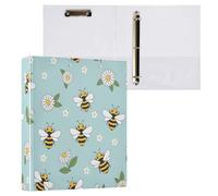 Waassud 3 Ring Binders 1.5 Inch Honey Bees Daises Decorative Round Ring Binder with Metal Clip A4 Organizer for Home Office 1 Pack
