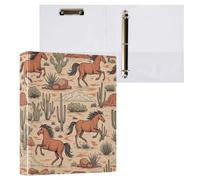 Waassud 3 Ring Binders 1.5 Inch Horse Desert Decorative Round Ring Binder with Metal Clip A4 Organizer for Home Office 1 Pack
