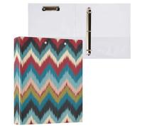 Waassud 3 Ring Binders 1.5 Inch Ikat-Style Zigzag Stripes Decorative Round Ring Binder with Metal Clip A4 Organizer for Home Office 2 Pack