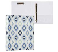 Waassud 3 Ring Binders 1.5 Inch Ikat Textile Pattern Decorative Round Ring Binder with Metal Clip A4 Organizer for Home Office 2 Pack
