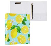Waassud 3 Ring Binders 1.5 Inch Lemons Decorative Round Ring Binder with Metal Clip A4 Organizer for Home Office 2 Pack