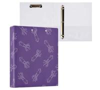 Waassud 3 Ring Binders 1.5 Inch Line-Art Squids Decorative Round Ring Binder with Metal Clip A4 Organizer for Home Office 2 Pack