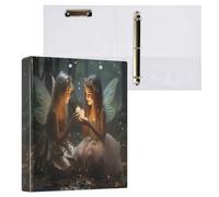 Waassud 3 Ring Binders 1.5 Inch Lovely Angels Decorative Round Ring Binder with Metal Clip A4 Organizer for Home Office 2 Pack