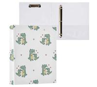 Waassud 3 Ring Binders 1.5 Inch Lovely Crocodile Decorative Round Ring Binder with Metal Clip A4 Organizer for Home Office 1 Pack